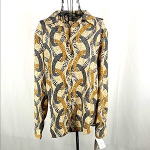 VINTAGE 90’s LE CAVIAR Women’s Patterned Button Up Blouse Large‎ 100% Polyester